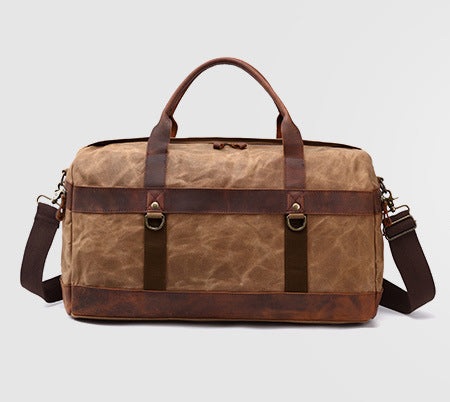 Canvas Duffle Bag with Leather Trim ,Travel Duffel Bags, Overnight Bag – RockCow Leather Studio