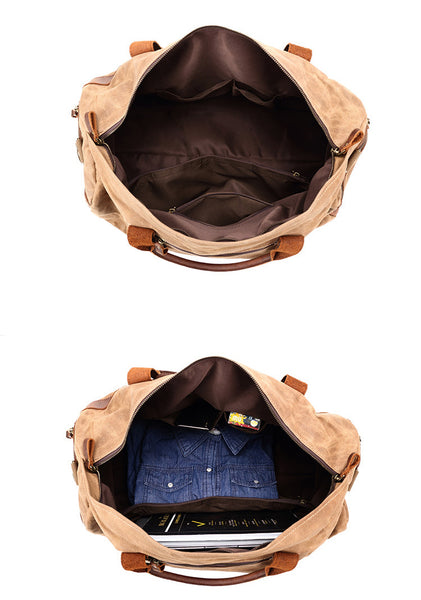 duffel bag for travel walmart Canvas Duffle Bag with Leather Trim ,Travel Duffel Bags, Overnight Bag, Weekender Bag Black