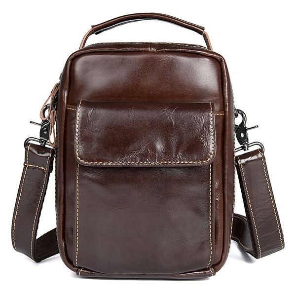 Cross Bag For Man, Mens Leather Satchel Bag Mens Work Bags Mini Messenger Bag 1027 - ROCKCOWLEATHERSTUDIO