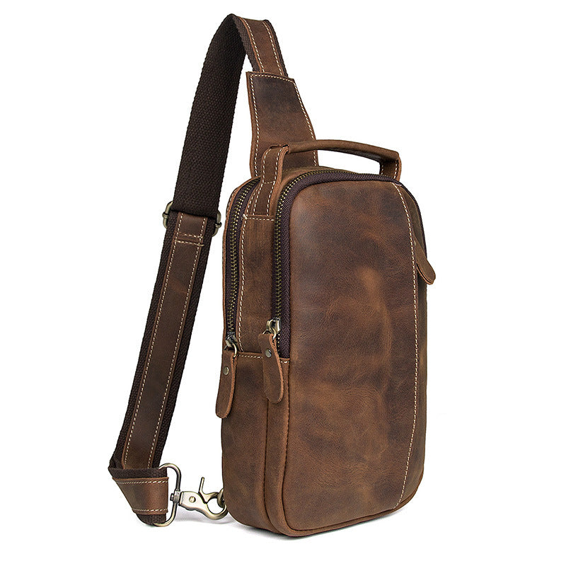 Full Grain Leather Sling Bag Mens Leather Chest Pack Stylish Leather C –  ROCKCOWLEATHERSTUDIO