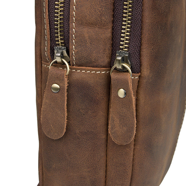 Vintage Crazy Horse Leather Fanny Pack, Chest Pack, Full Grain