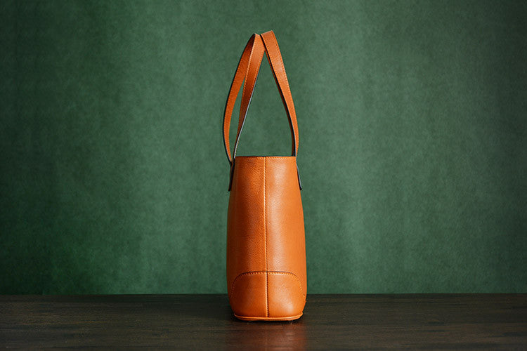 Handmade Leather tote bag in Natural Veg-tan cowhide. - Tanner Bates