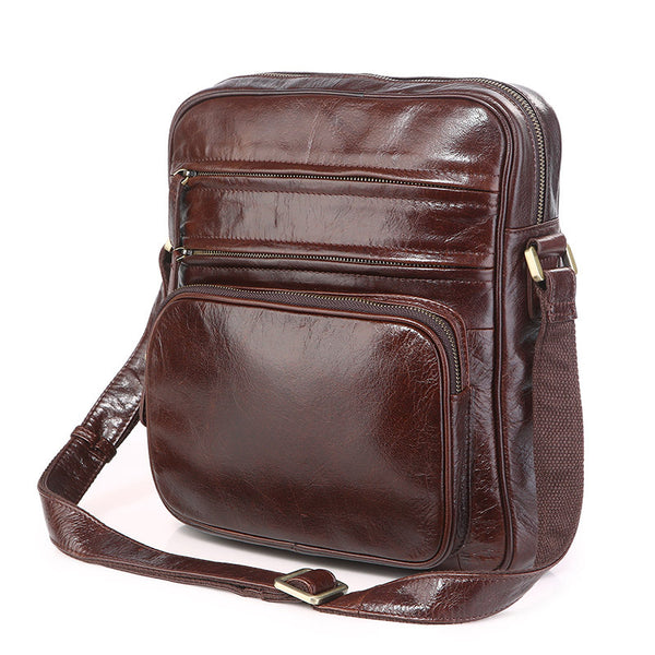 New Fashion Messenger Bags Casual Leather Bags For Men Leather Messenger Corssbody Side Shoulder Bag 7337 - ROCKCOWLEATHERSTUDIO