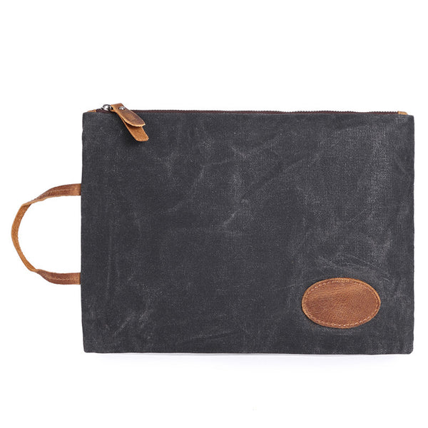Casual Waterproof Canvas Leather Handbag, Vintage Men Hand Bag Purse Bag 8811 - ROCKCOWLEATHERSTUDIO