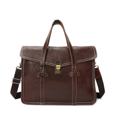 Retro Men Tote Bag Full Grain leather Men Messenger Bag Men Shoulder Bag YD8072 - ROCKCOWLEATHERSTUDIO