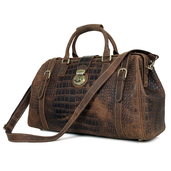 Designer Crazy Horse Handbags Mens Vintage Leather Duffle Bag Business Travel Luggage  Bag 7281 - ROCKCOWLEATHERSTUDIO