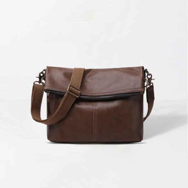 Retro Men Shoulder Bag Full Grain Leather Men Messenger Bag Men Crossbody Bag YD8121 - ROCKCOWLEATHERSTUDIO