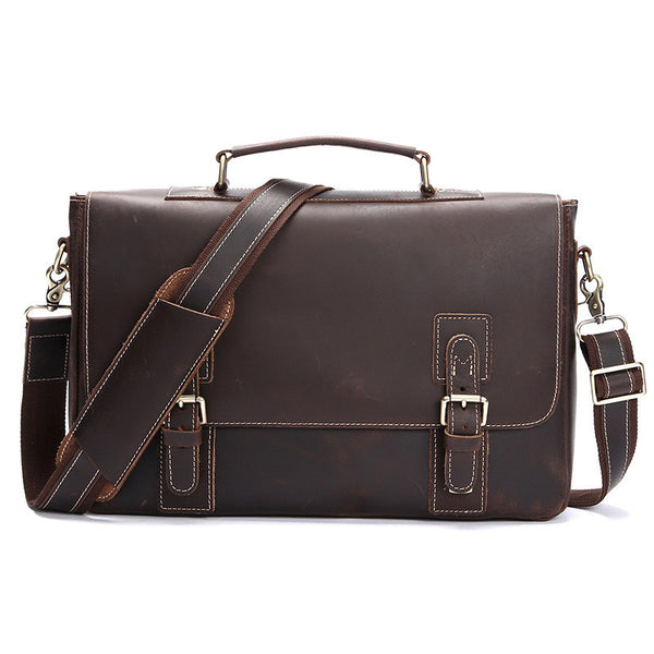 ROCKCOW Handmade Mens Leather Briefcase Vintage Style messenger Should ...