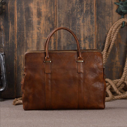 Italian Leather Men's Portfolio Laptop Bag Briefcase 9043 - ROCKCOWLEATHERSTUDIO