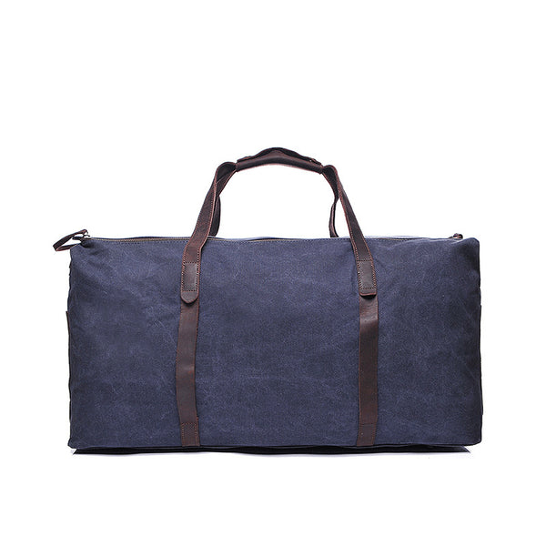 crossbody travel duffle bag Canvas Leather Overnight Bag Waterproof Canvas Duffle Bag Crossbody Travel Bag Blue
