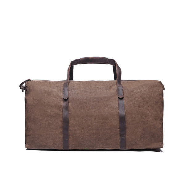 crossbody travel duffel bag Canvas Leather Overnight Bag Waterproof Canvas Duffle Bag Crossbody Tr – RockCow Leather Studio