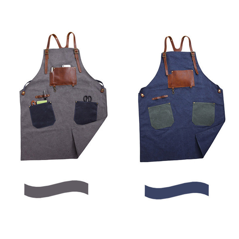 Craftsman Durable Apron Retro Canvas Apron Workshop Long Apron WQ5895
