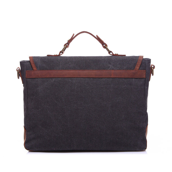 Waxed Canvas Crazy Horse Leather Messenger Bag Crossbody Shoulder Bag Laptop Bag 1915 - ROCKCOWLEATHERSTUDIO