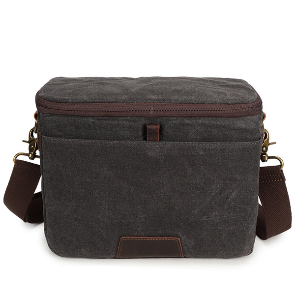 Photographic Hunter Camera Bag Waxed Canvas DSLR Camera Bag Vintage Crossbody Messenger Bag 3191 - ROCKCOWLEATHERSTUDIO