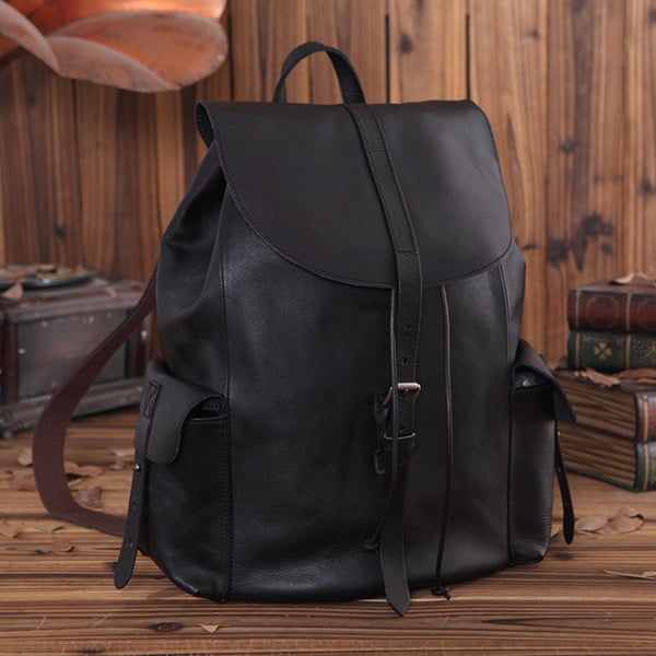 Handmade Travel Backpack Full Grain Leather Backpack Unisex School Backpack PEYB101 - ROCKCOWLEATHERSTUDIO