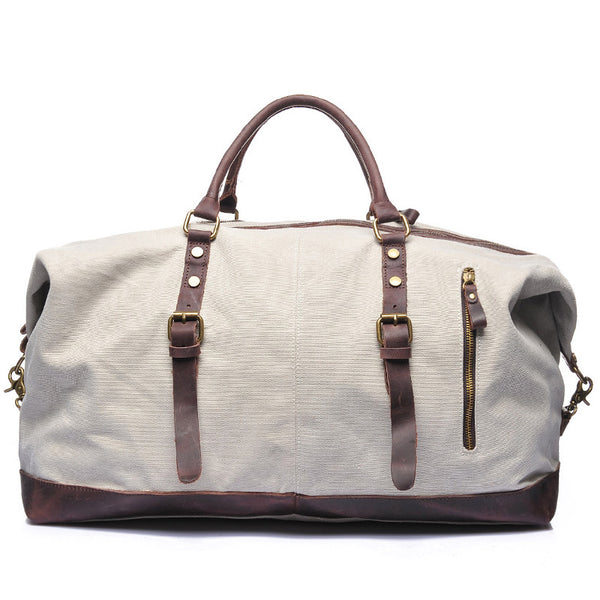 Vintage Canvas Leather Shoulder Bag Canvas Duffle Bag Crossbody Travel – RockCow Leather Studio
