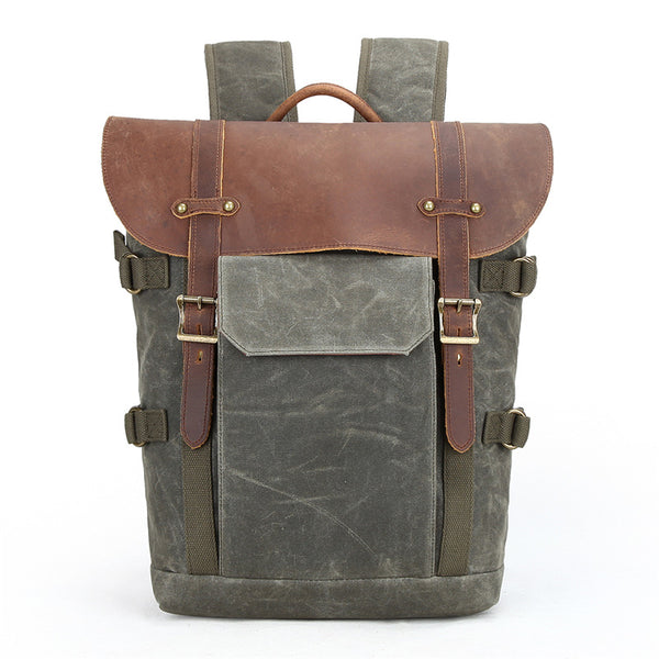 DSLR Camera Backpack Waxed Canvas Camera Backpack Waterproof Backpack – RockCow Leather Studio