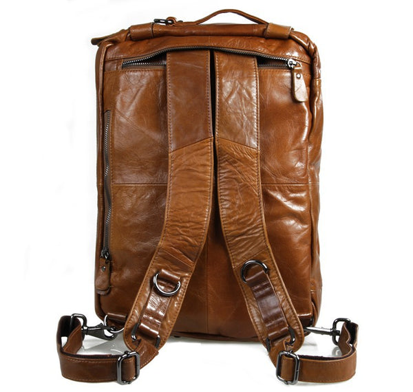 briefcase backpack combo leather Full Grain Leather Briefcase Convertible Leather Backpack Messenger Shoulder Bag Black