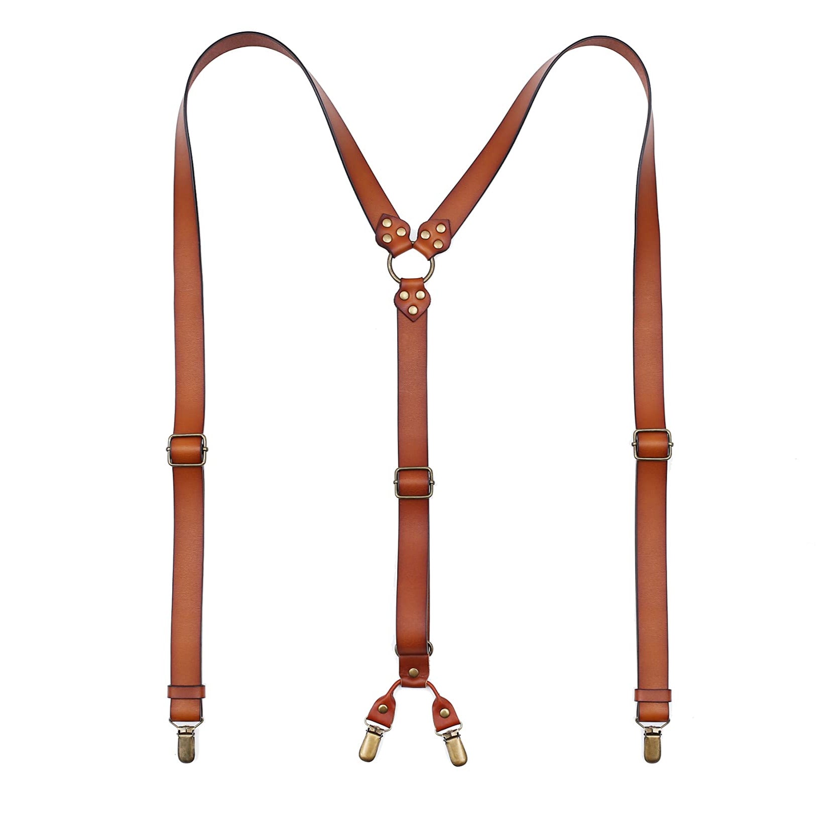 Leather Suspenders For Men Adjustable Design Genuine Leather Suspender