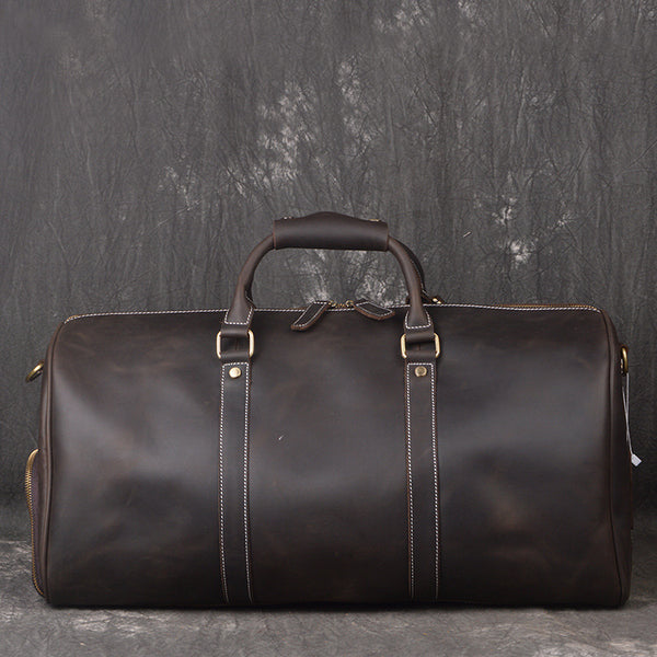 Vintage Leather Weekend Bag with Shoes Compartment, Crazy Horse