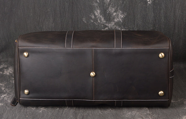 Full Grain Leather Duffle Bag Retro Leather Weekender Bag Handmade Lar –  ROCKCOWLEATHERSTUDIO