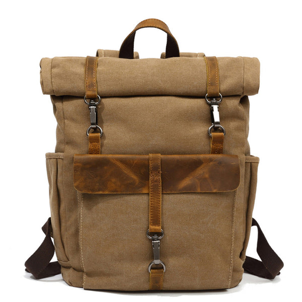 Canvas Leather Backpack, Laptop Backpack, Vintage Rucksack, Waterproof ...