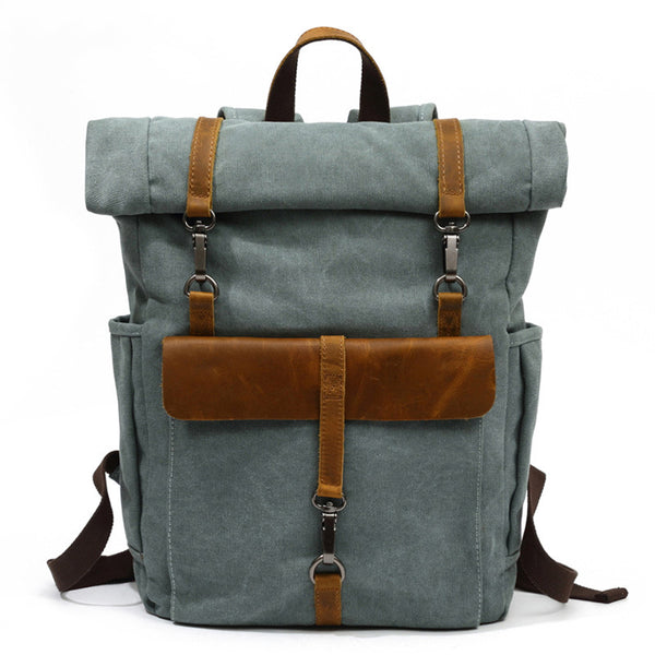 canvas and leather backpack gray 25L Traveler Kodiak while the grey canvas keeps the look low Canvas Leather Backpack, Laptop Backpack,