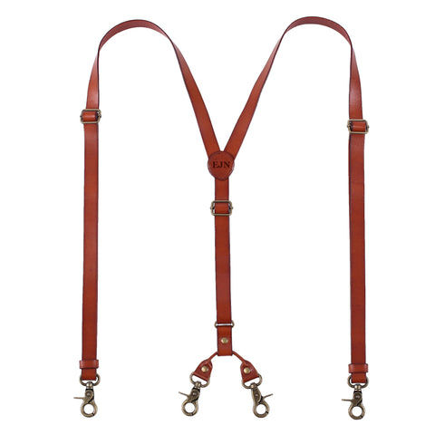 Mens Leather Suspenders Y Back Design Adjustable Brown Suspenders Groomsmen Gift for Wedding