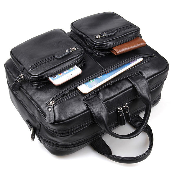 Big Capacity Laptop Messenger Bag Business Briefcase Men Leather