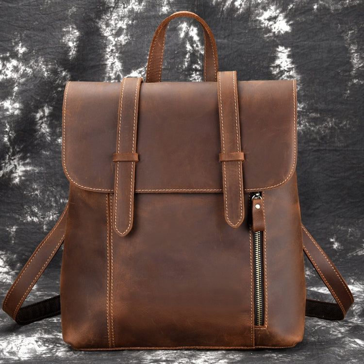Crazy Horse Leather Backpack Laptop Backpack Travel Backpack Retro Shoulder Messenger Bag