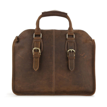 Antique Leather Laptop Briefcase Crossbody Bag Mens Messenger Shoulder Bag 3857 - ROCKCOWLEATHERSTUDIO