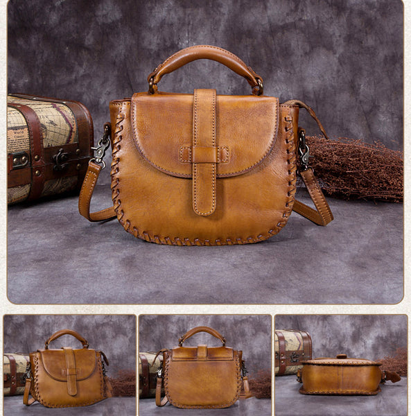 Handmade Vintage Full Grain Leather Satchel Bag, Crossbody Shoulder Ba ...