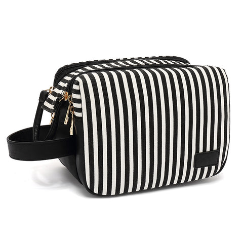 Bridesmaid Gift Canvas Leather Toiletry Bag Women Waterproof Dopp Kit Stylish Personalized Cosmetic Bag