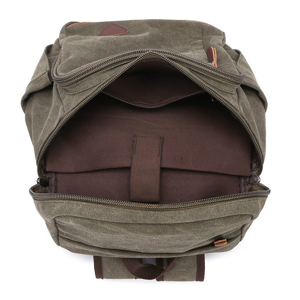 backpacks for men hiking and school Canvas Backpack Casual Canvas Travel Backpack Men's School Backpack Handmade Hiking Backpacks Green