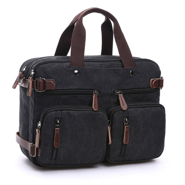 Canvas Briefcase Mens Canvas Messenger Bag Shoulder Laptop Bag Convertible Backpack