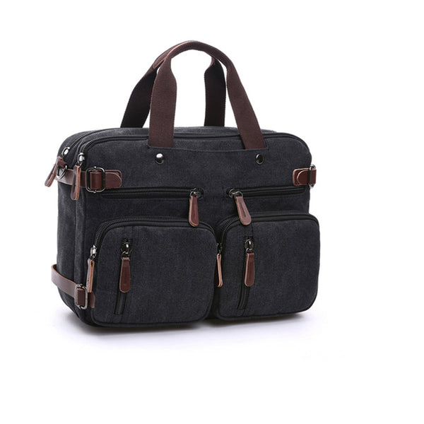 Canvas Briefcase Mens Canvas Messenger Bag Shoulder Laptop Bag Convertible Backpack