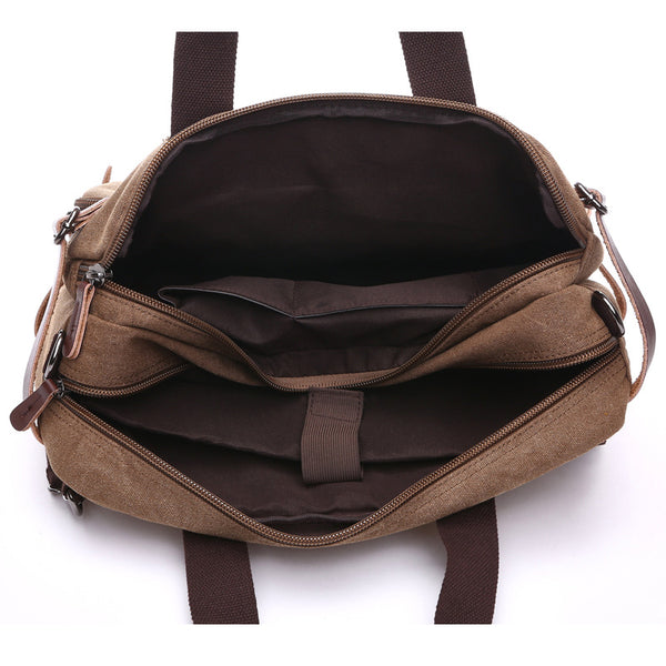 Canvas Briefcase Mens Canvas Messenger Bag Shoulder Laptop Bag Convertible Backpack