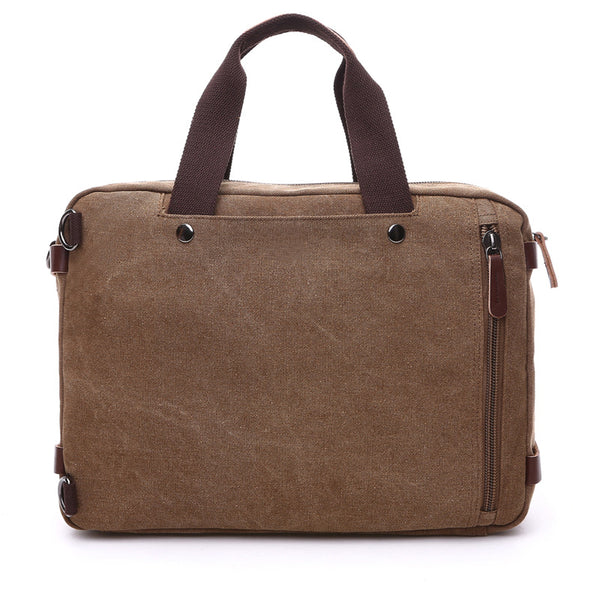 Canvas Briefcase Mens Canvas Messenger Bag Shoulder Laptop Bag Convertible Backpack