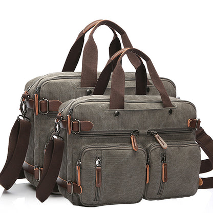 Canvas Briefcase Mens Canvas Messenger Bag Shoulder Laptop Bag Convertible Backpack