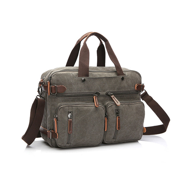 Canvas Briefcase Mens Canvas Messenger Bag Shoulder Laptop Bag Convertible Backpack
