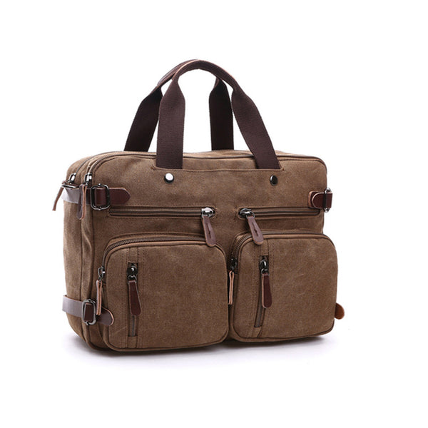 Canvas Briefcase Mens Canvas Messenger Bag Shoulder Laptop Bag Convertible Backpack