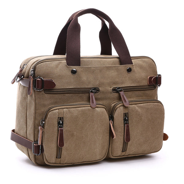 Canvas Briefcase Mens Canvas Messenger Bag Shoulder Laptop Bag Convert