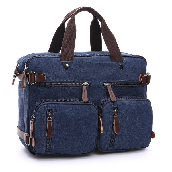 Canvas Briefcase Mens Canvas Messenger Bag Shoulder Laptop Bag Convert ...