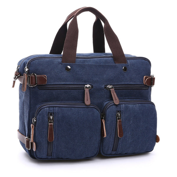 Canvas Briefcase Mens Canvas Messenger Bag Shoulder Laptop Bag Convertible Backpack