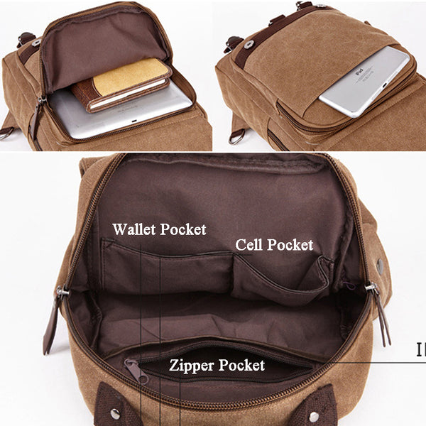 Men's Backpack - Vintage Lightweight Travel Backpack, Gray