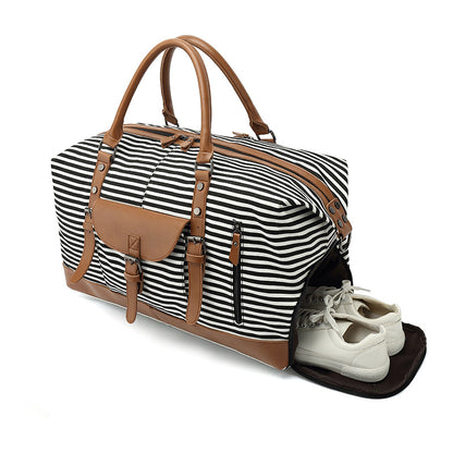 Canvas Travel Bag Waterproof Canvas Leather Gym Bag Women Duffle Bags Fashion Weekender Bag