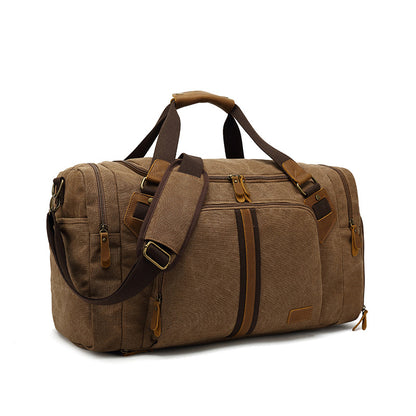 Canvas Travel Duffle Bag Full Grain Leather With Canvas Holdall Luggage Canvas Overnight Bag