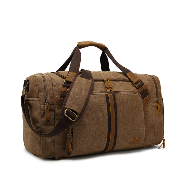 Canvas Travel Duffle Bag Full Grain Leather With Canvas Holdall Luggag ...