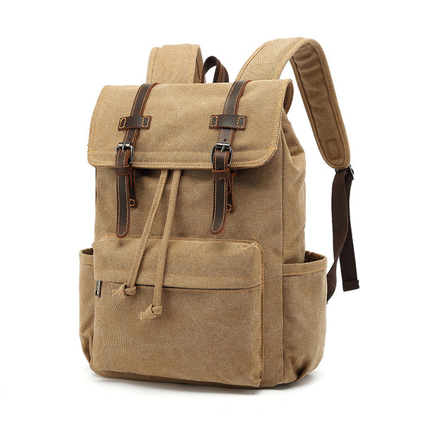 Canvas With Leather Travel Backpack Canvas And Full Grain Leather Rucksack Canvas Laptop Backpack YS138