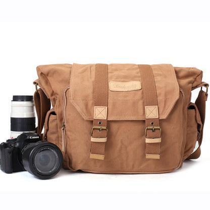Canvas DSLR Camera Bag, Professional SLR Camera Bag, Men's Canvas Messenger Bag BBK-1 - ROCKCOWLEATHERSTUDIO